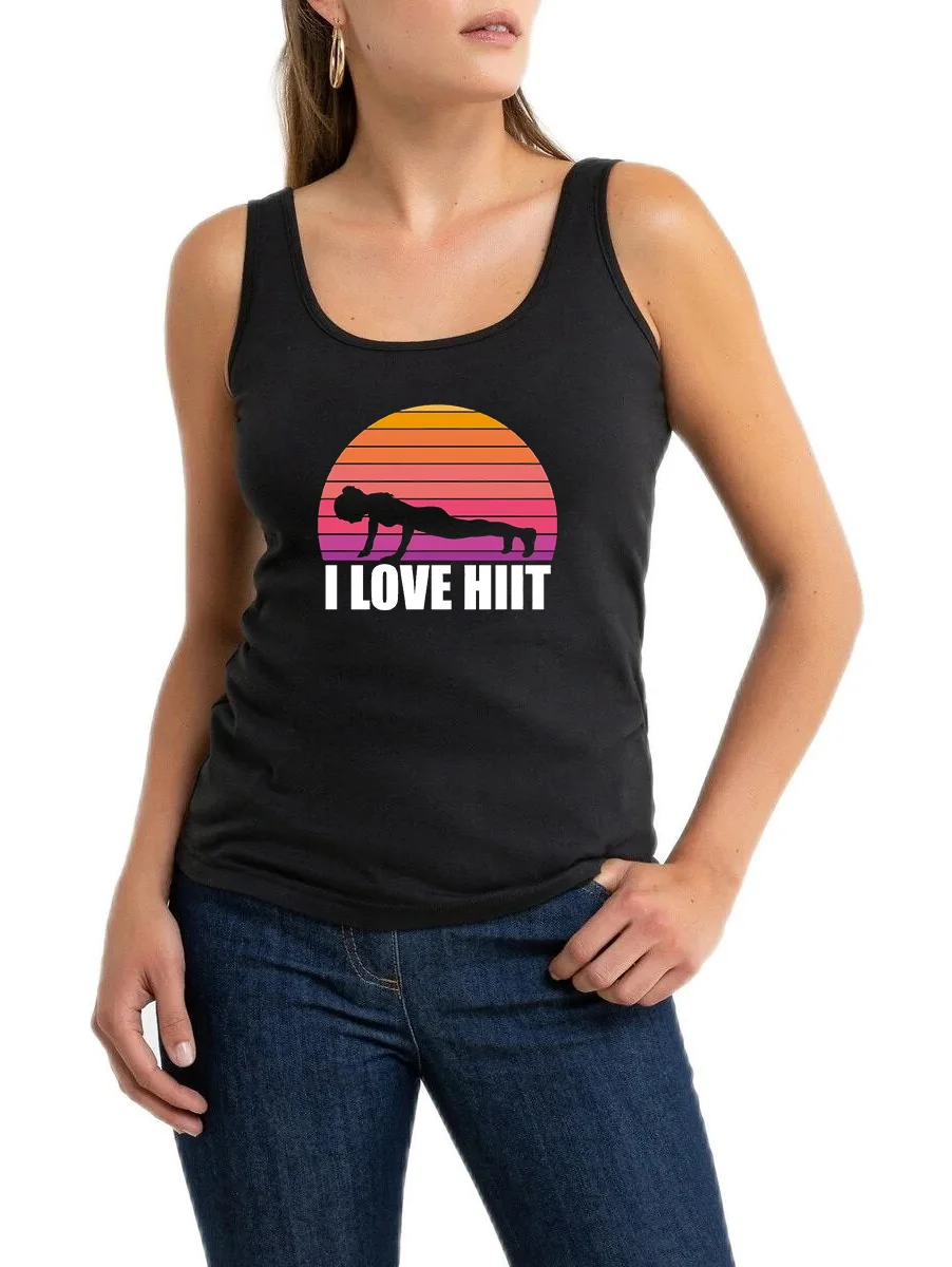 

High Intensity Interval Training For A Fitness Design Tank Top Women's Gym Workout Sleeveless Breathable Tops Casual Tee