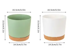 Enhanced Product Title:  
Elegant Plastic Flowerpot with Drainage Tray for Home and Garden Decor (6.5in white green)