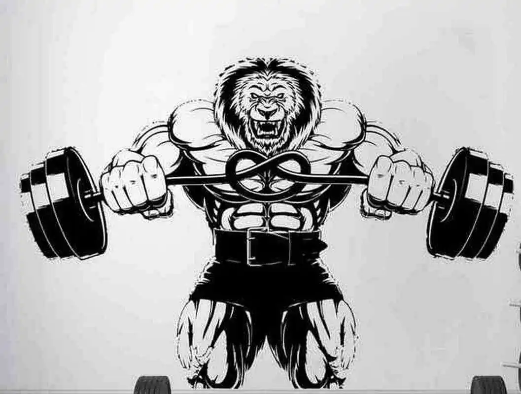 

Lion Weightlifting Barbell removable Wall Sticker Art Bedroom Decal Mural Decor self-adhesive