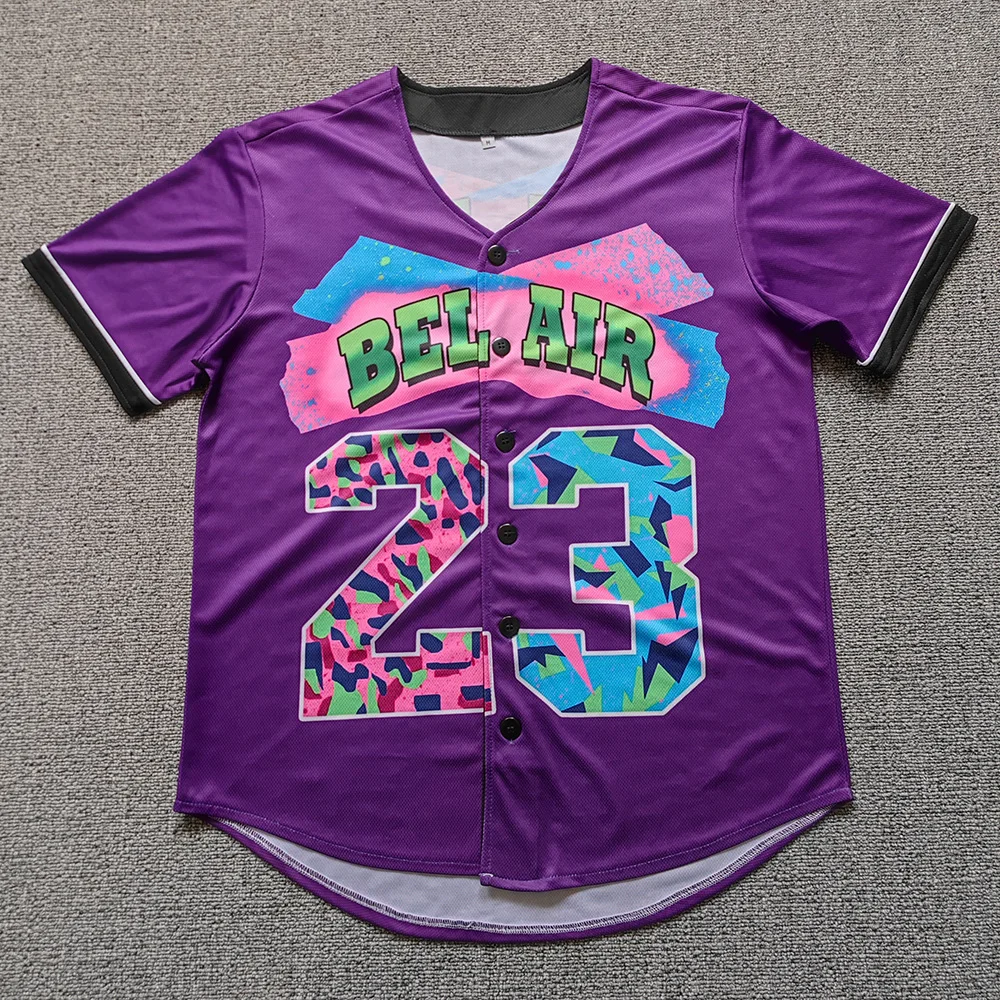 Trillest Fresh Prince of Bel Air 23 Baseball Jersey Digital Hot Press Printing Men Women Summer Breathable Beach Top 13 Color