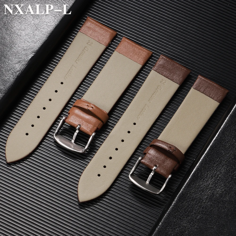 Premium Ultra-Thin Calf Leather Watch Strap - Soft Genuine Leather Band