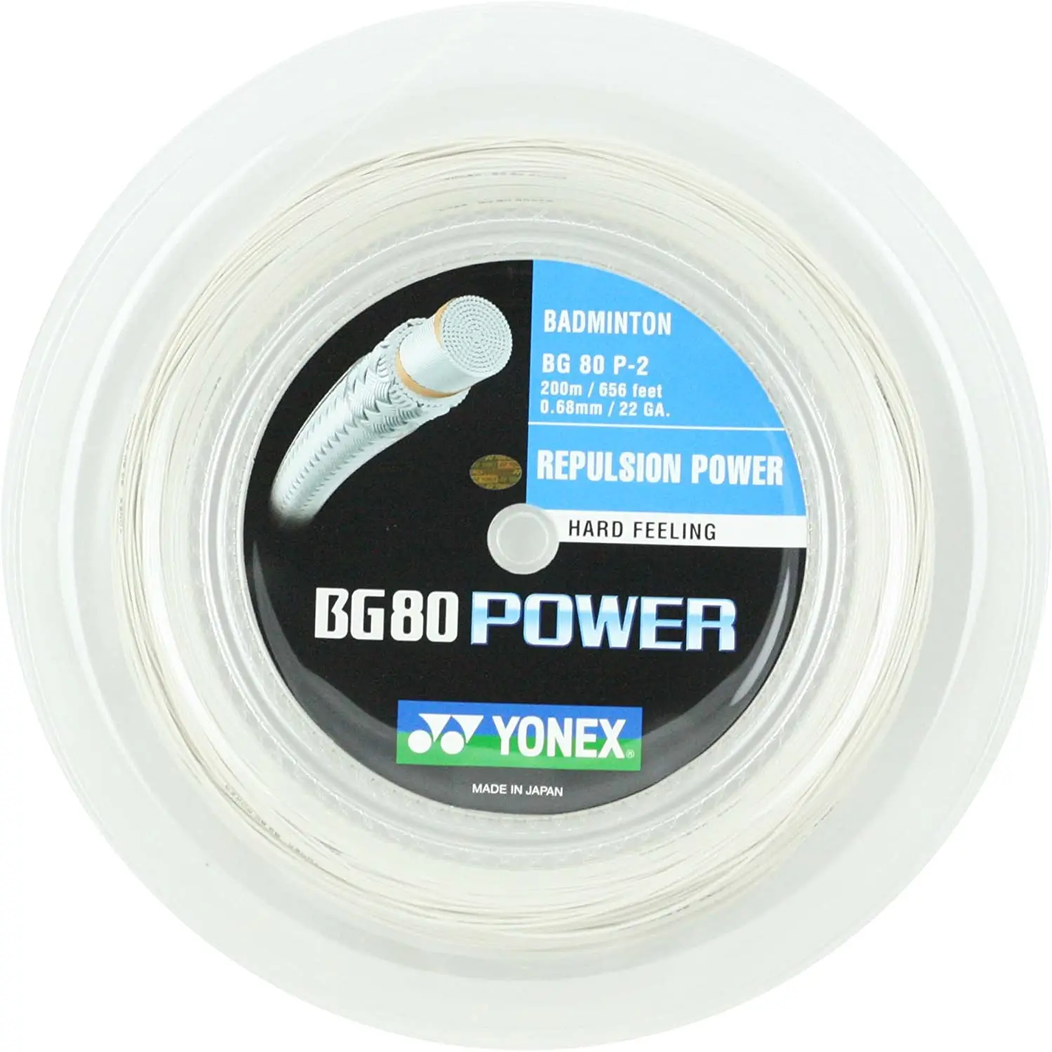 Yonex 배드민턴 스트링, 라켓 스트랩, 지구력 훈련, 배드민턴 스트링, BG80 파워 0.68mm, BG80P (200m)