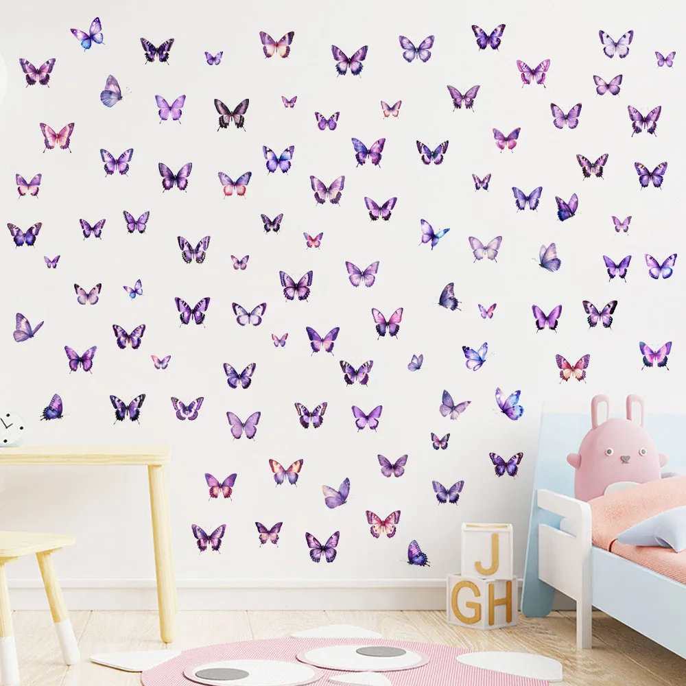New Multicolor Butterfly Self-Adhesive Wall Stickers - Waterproof 30x30cm 3pcs Set for Living Room Bedroom Home Decor
