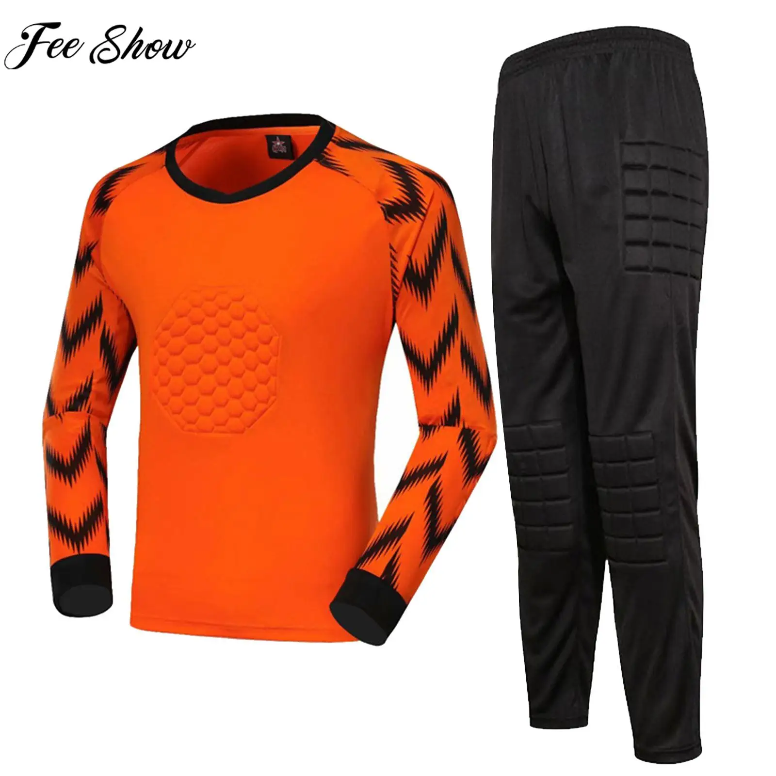 

Детский футбольный костюм вратаря для мальчиков, футбольная тренировочная форма с длинным рукавом, Защитная мягкая футболка, штаны, спортивный костюм