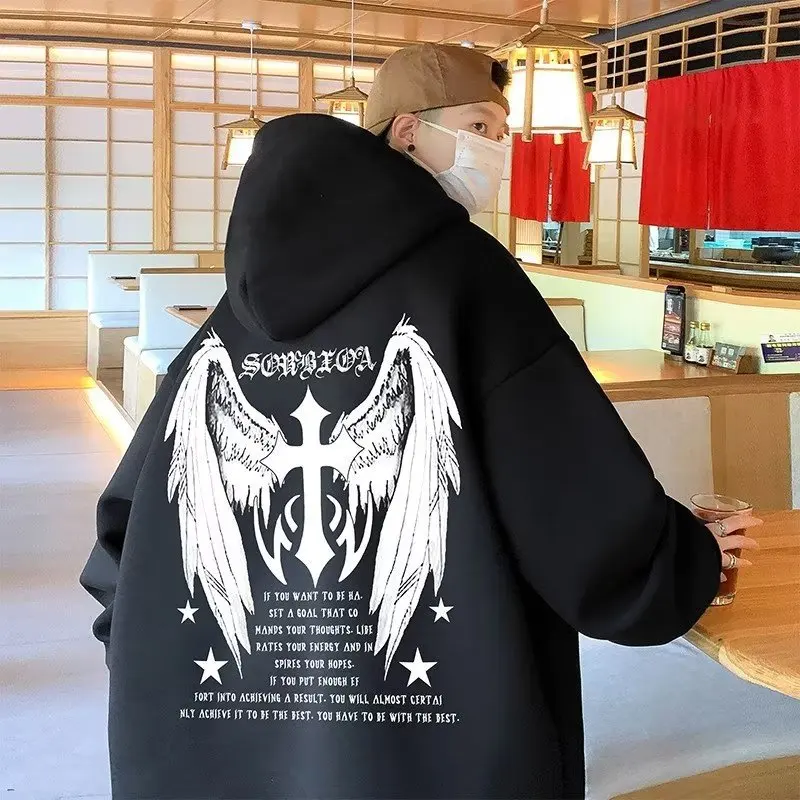 

Oversized Y2k Autumn And Winter Velvet Sweatshirt For Men's Hoody Up Harajuku Hoodies Women Loose Hooded Tops Streetwear Kanye
