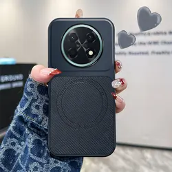 Premium PU Leather Textured Magnetic Cover with Silicone Soft Frame - Shockproof Phone Back Case for Huawei Nova 15 Max (Matte Black)