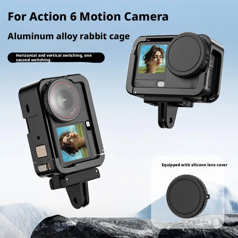DJI ACTION 6 알루미늄 합금 프레임 케이스 메탈 케이지 퀵 릴리즈 마운트 콜드 슈 풀 프로텍티브 카메라 액세서리