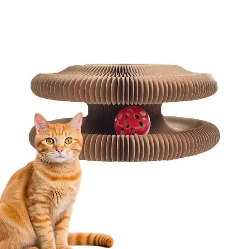 Accordion Organ Cat Scratching Board Toy Cat Toys Scratching with Bell Ball Pet Enrichment Play Game for Small Medium Animals