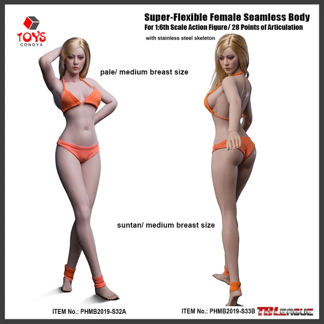 TBLeague Phicen S32A S33B 1/6 Scale Female Seamless Body Medium Breast Pale  Suntan Skin 12 Super Flexible Soldier Figures Doll - AliExpress