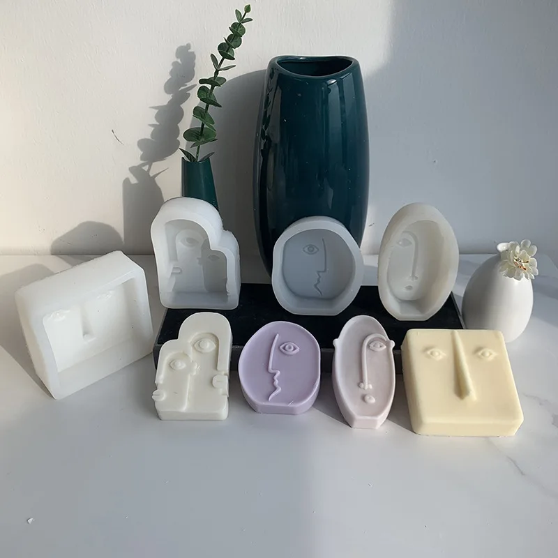 New Minimalist Style Face Design Candle Silicone Mold for DIY Handmade Ornaments Soap Plaster Candle Jewelry Handicrafts Mould