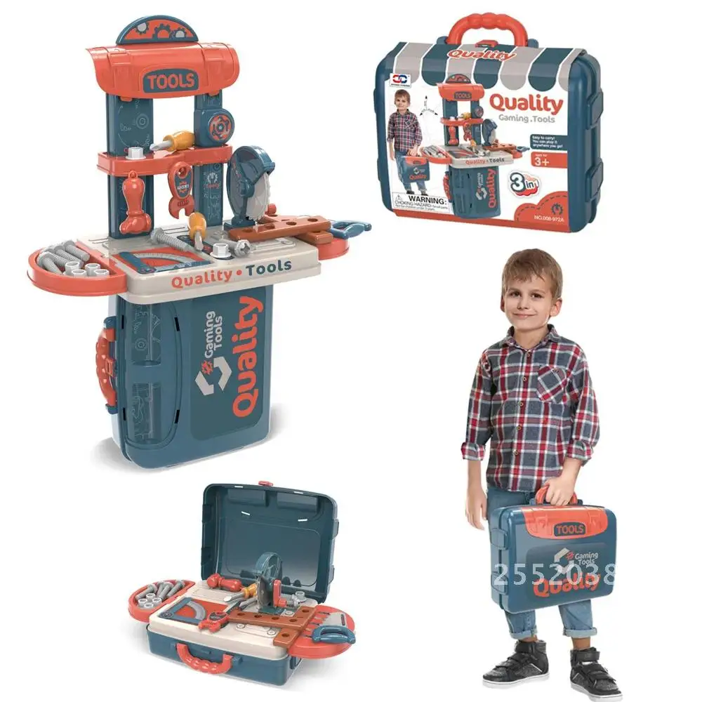 3IN1 Kids's Toolbox Engineer Simulation Repair Tools Pretend Toy Drill Kit Set Tool Toy for New Kids Gifts Box Screwdriver Play