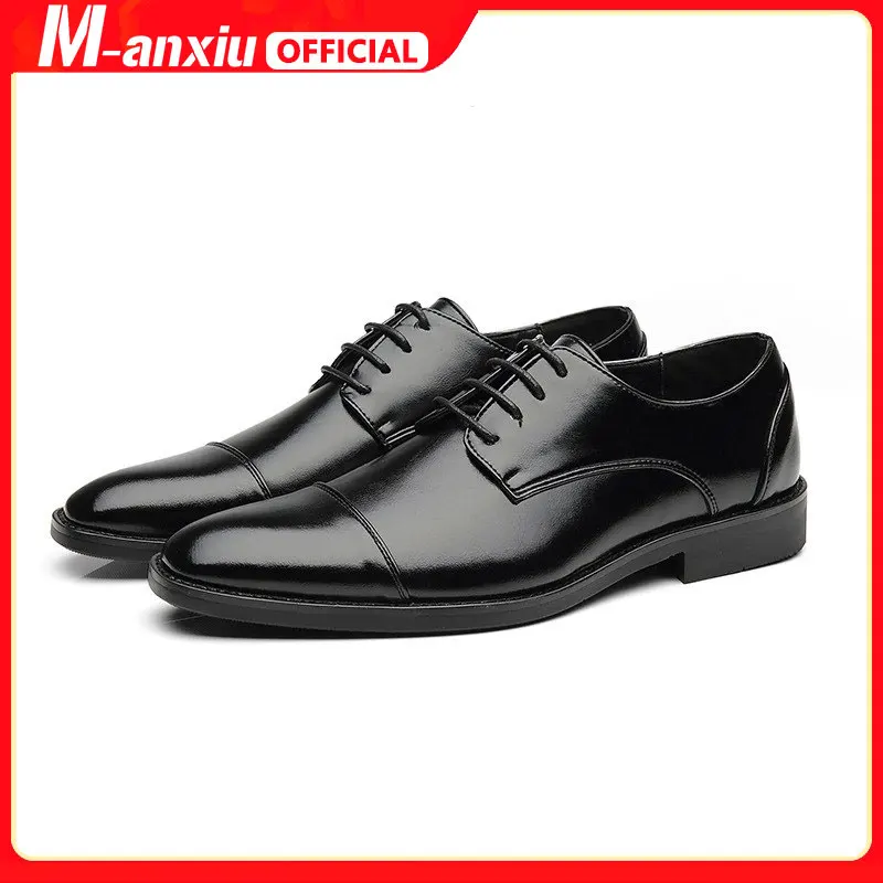 Men's Oxfords Leather shoes Dress Formal Business Casual Round Shoes 