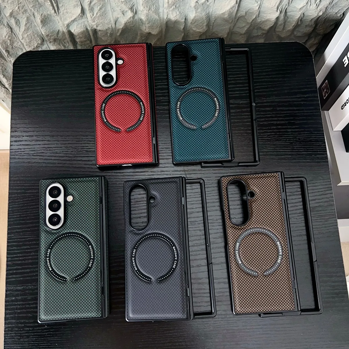 Carbon Fiber Magnetic Phone Case with Magsafe Wireless Charging and Hinge Protection