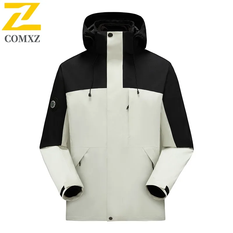 COMXZ Classic Coat Big Size Waterproof Windproof Loose Hiking Travel Biker Jacket Camping Breathable High Quality Mens Outerwear