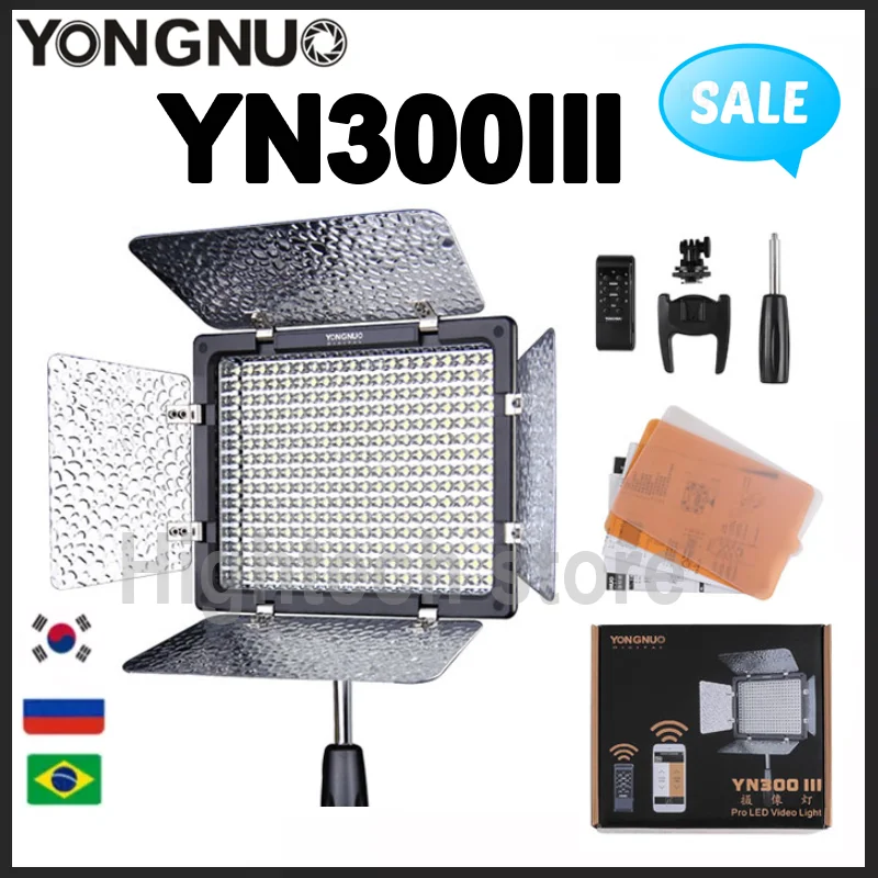 Yongnuo YN300 III YN300III 3200k-5500K CRI95 Camera Photo LED Video Light Optional With AC Power