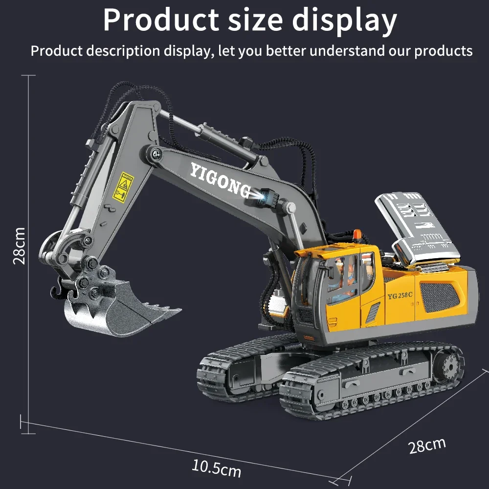 2.4G 11 Channels RC Excavator Dump Bulldozer Cart Trucks Bulldozer Alloy Vehicle  Remote Control Car Excavator Gift Toy for Boy 5