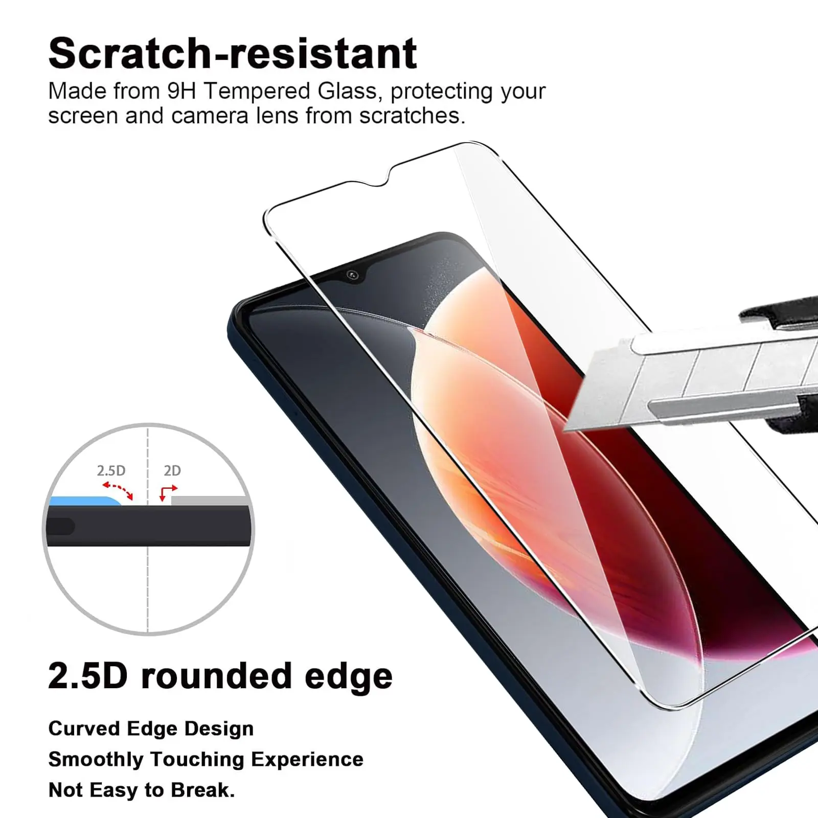 Tempered Glass HD Crystal 9H Anti-Scratch Screen Protector, Case Friendly