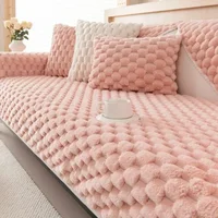 Pink Honeycomb Shape Thicken Sofa Towel Winter Plush L Corner Universal Sofa Cover Soft  Non-slip Couch Cushion Living Room  Mat 1