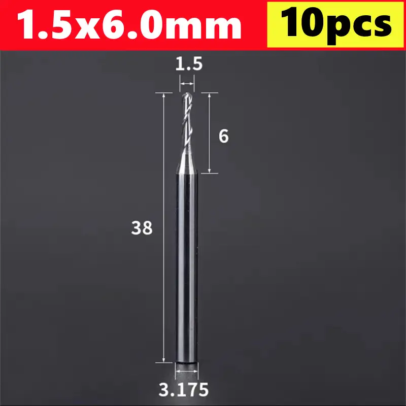 10pcs 2 Flute Ball Nose End Mill 3.175mm (1/8)Shank CNC Router Bit Carbide End Mill Spiral Milling Cutter for Woodworking image 7