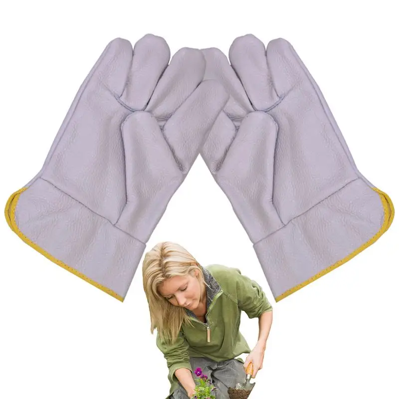 

Термостойкие перчатки для работы, перчатки для работы по металлу, водонепроницаемые дышащие кожаные перчатки для камина, защитные рабочие перчатки для кемпинга