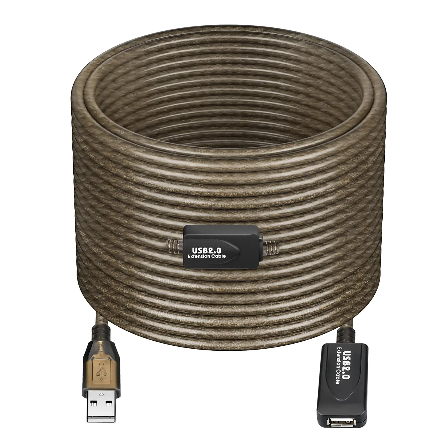 High-Speed USB 2.0 Extension Cable with Active Repeater - A Male to Female