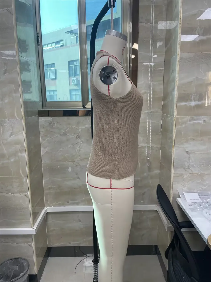 Women's Summer Knit Tank Tops Solid Color Sleeveless Cross Front Slim Sweater Vest Ladies Chic Camis Vest for Streetwear Y2K 00s picture