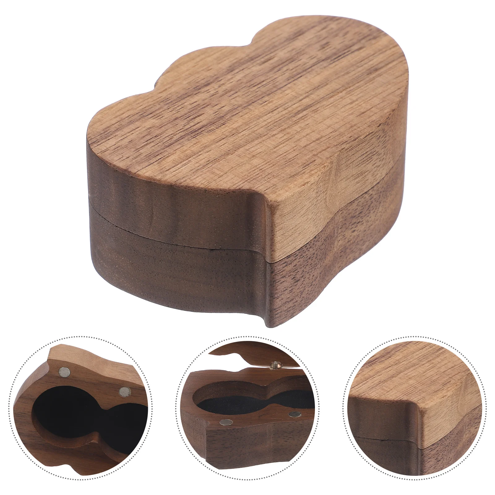 Jewelry Storage Box Heart Shaped Rings Case Boxes for Gift Wooden Wedding Double