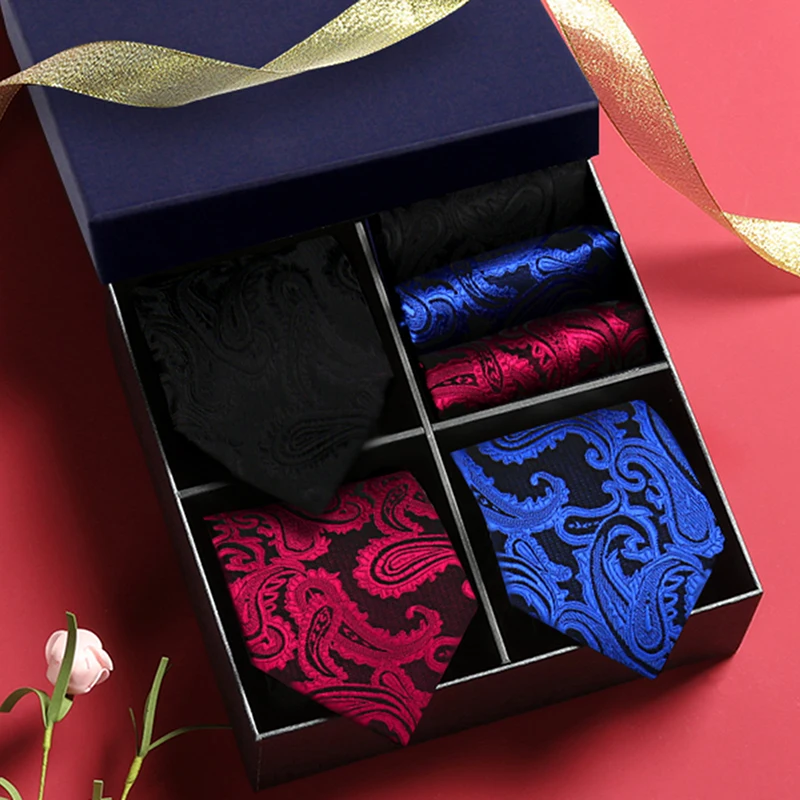 Cravate unie et mouchoir pour homme avec pinces à cravate pour homme