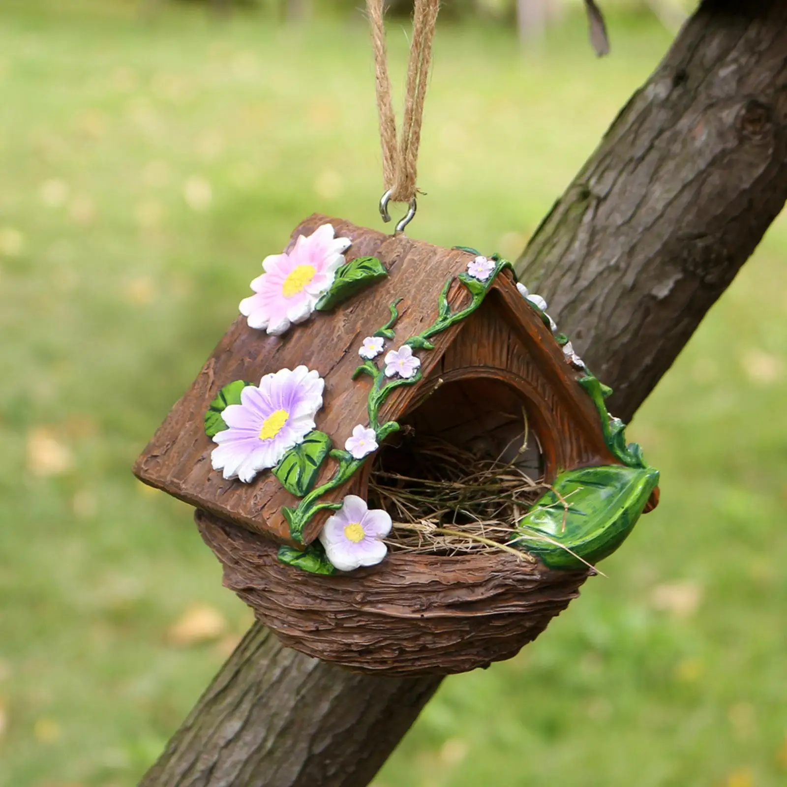 รูปสินค้า บ้านนกตกแต่งสวนสไตล์ชนบท นกนางแอ่น นกโรบิน