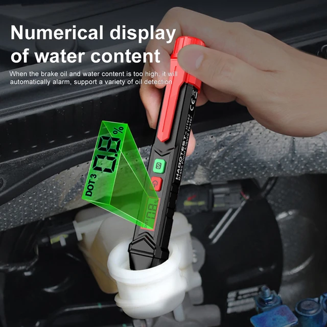 Testeur de liquide de frein automobile Détection d'humidité d'eau d'huile  avec 2,2 « Lcd pour véhicule Dot3 Dot4 Dot5 Détecteur de liquide de frein