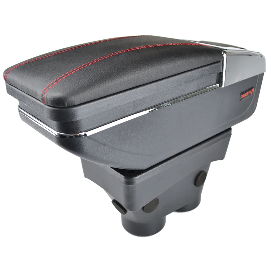 Armsteundoos compatibel met Peugeot 208 2013 2014 2015 2016 2017-2018 middenconsole opbergdoos met bekerhouder en asbak zwart/dubbellaags