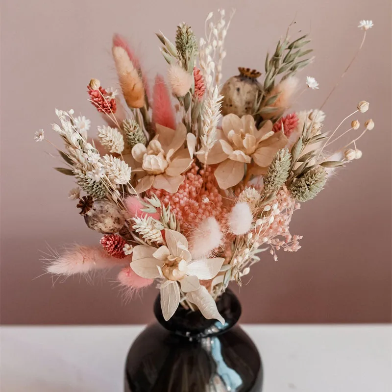 New Product 30CM Boho Mix Dried Flower Small Bouquet Customized Dried Flower Bouquet for Valentine Gift Living Room Decoration