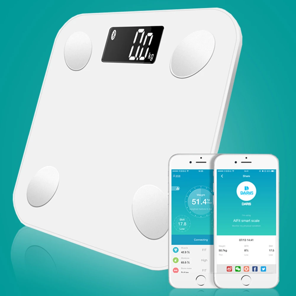 SDARISB Bluetooth scales floor Body Weight Bathroom Scale Smart Backlit ...