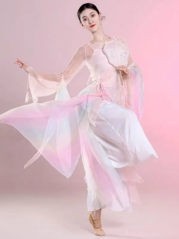 

Classical Dance Costume Women's Elegant Gauze Dress Chinese Dance Practice Clothes Fairy Chiffon Performance Dress
