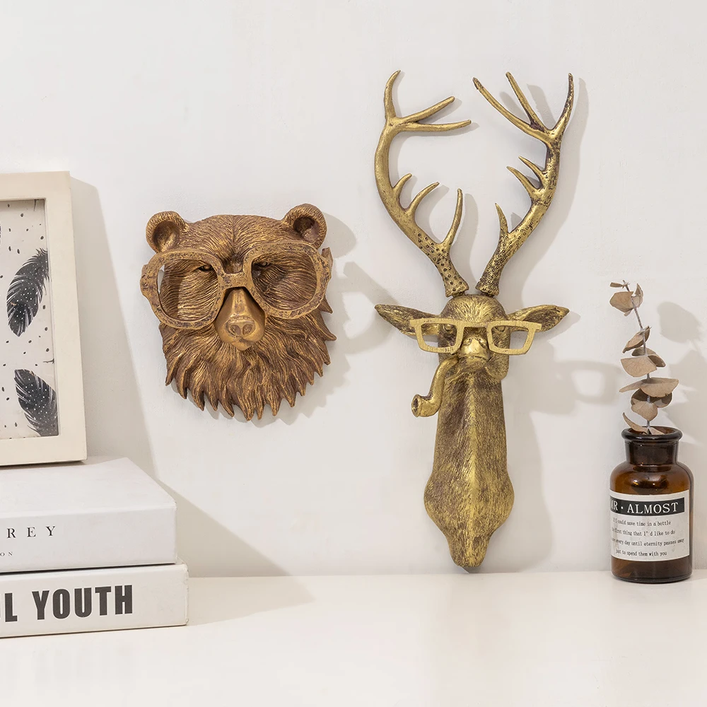 Bronzed Resin Deer Head Wall Sculpture - Stylish Home Decor Accent
