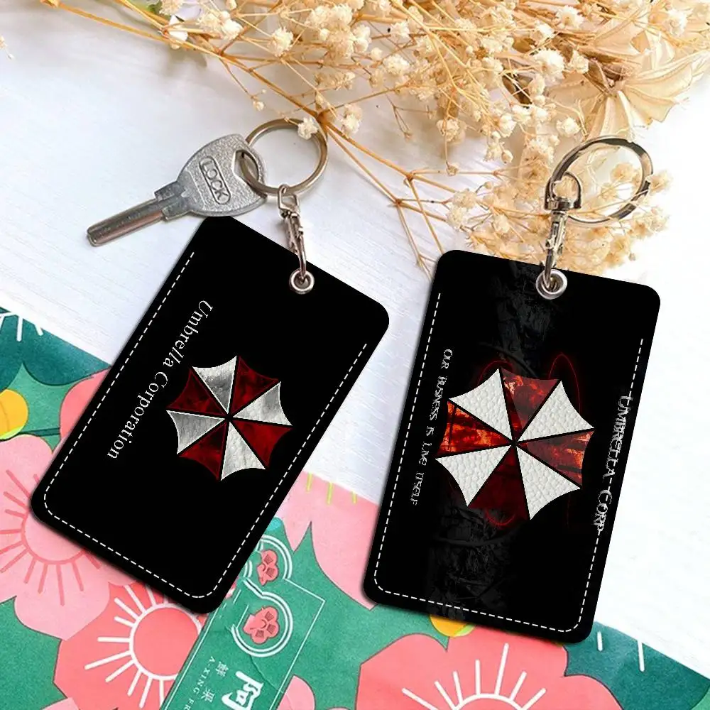 R-Resident Evil Games 사무용품 남성 및 여성 신용 카드 열쇠고리 학생증 ID 카드 홀더 증명서 홀더 카드