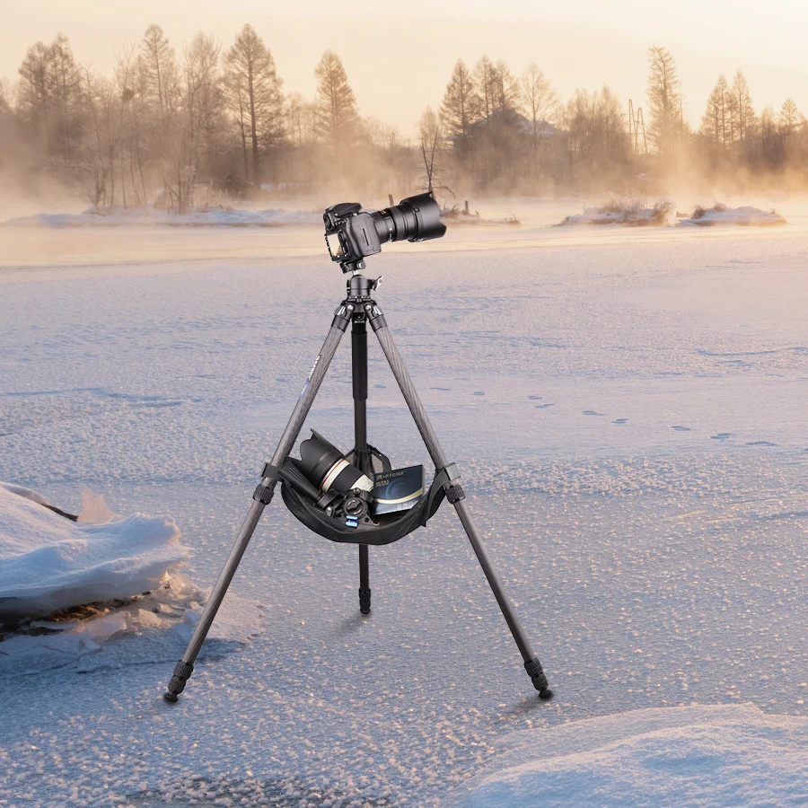 CT284C Professional Carbon Fiber Tripod Travel Camera Stand with Stone Bag for D