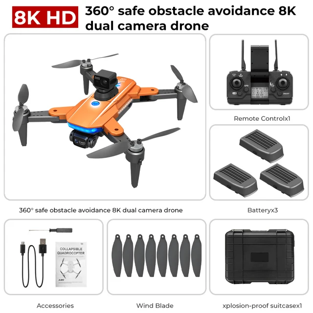 Drone fpv GPS PRO HJ90, caméra HD double 8K