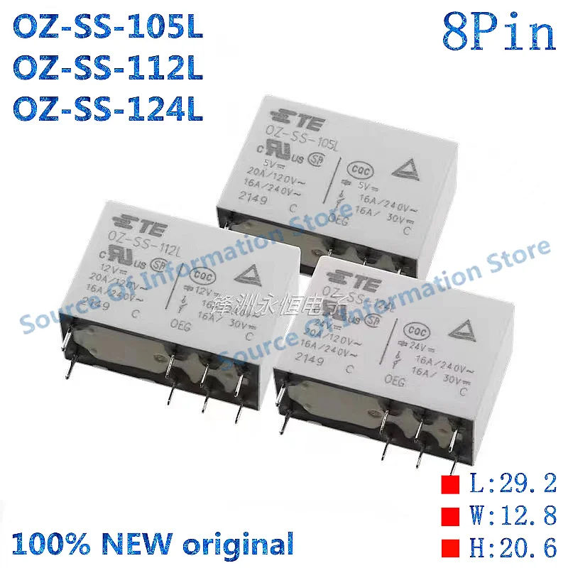 1 Pz Oz-Ss-105L Oz-Ss-112L Oz-Ss-124L Dc5 12 24V 8Pin Tyco Relè 250 V100 % Nuovo Originale