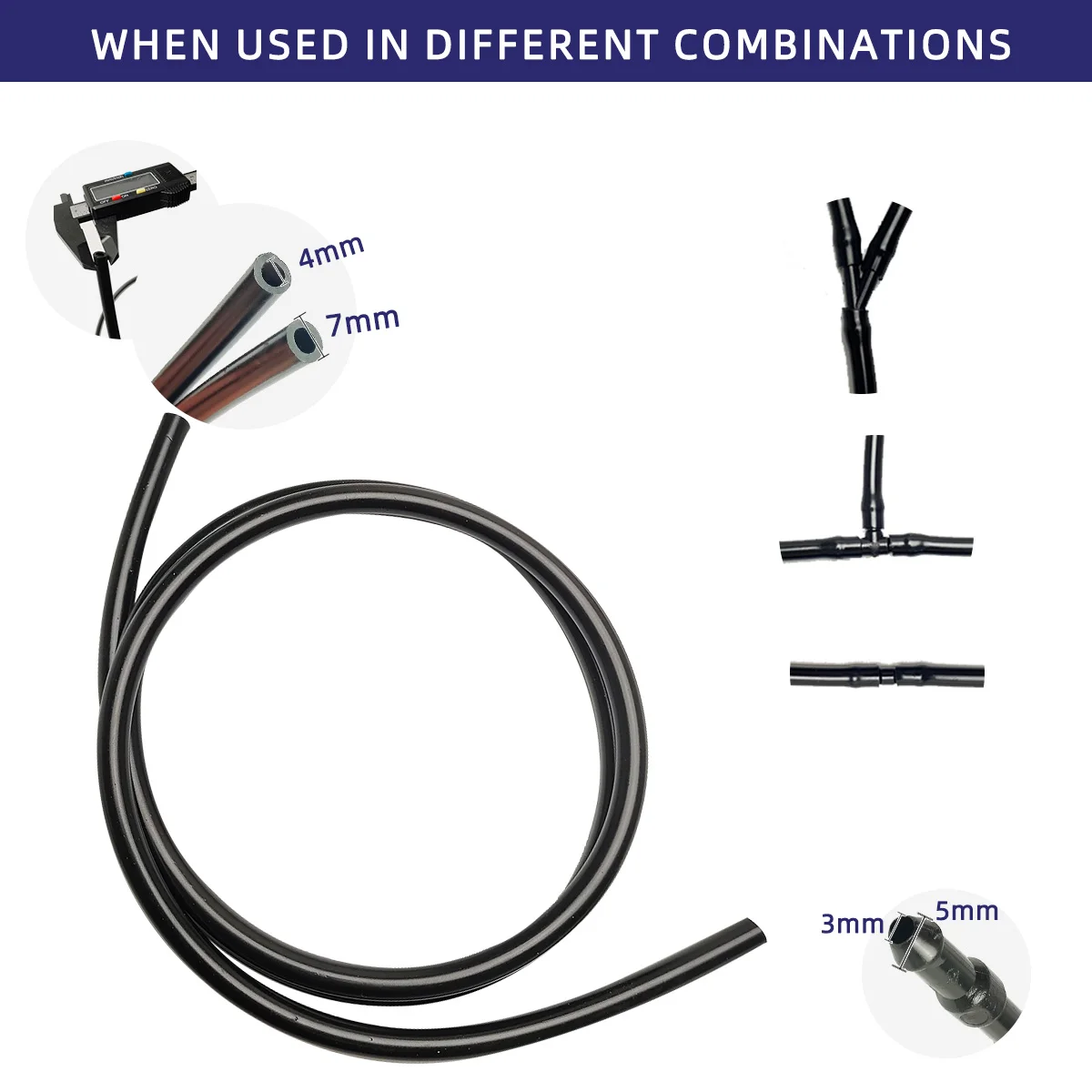 Universal 2-Meter Windshield Washer Nozzle Hose with Direct Spray Head