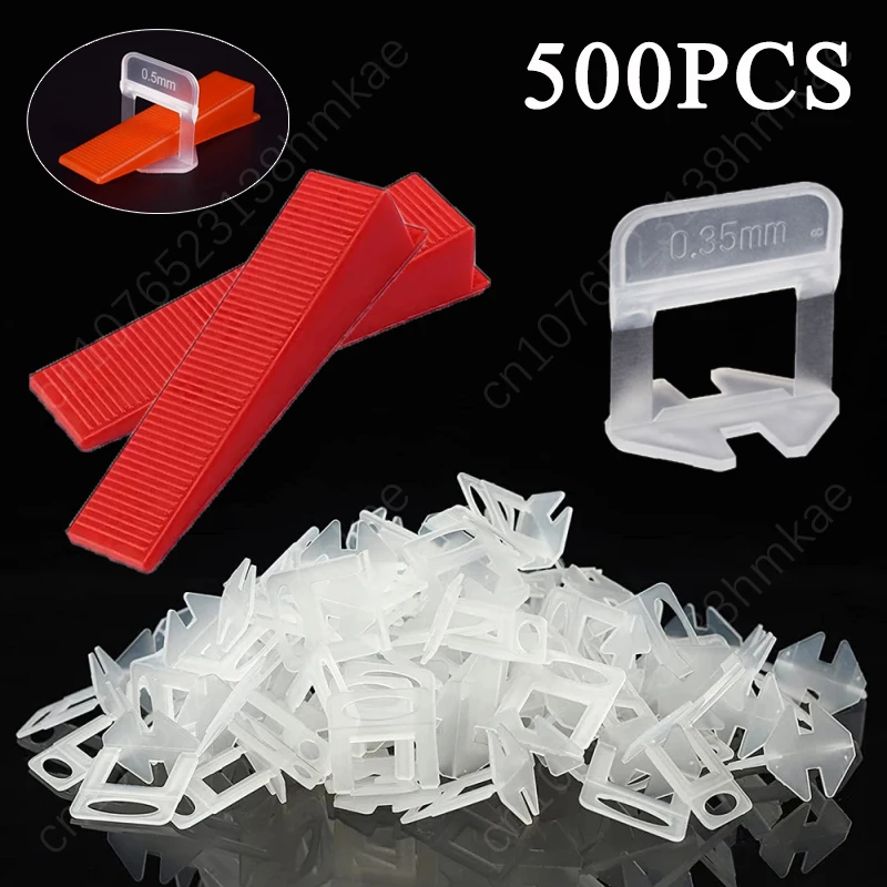 Tile Leveling System 0.35mm 0.5mm Leveler Base Tile Leveling Toolkit Shims Clamps Wedges 500PCS tile spacers tile leveling clips tile leveling tools