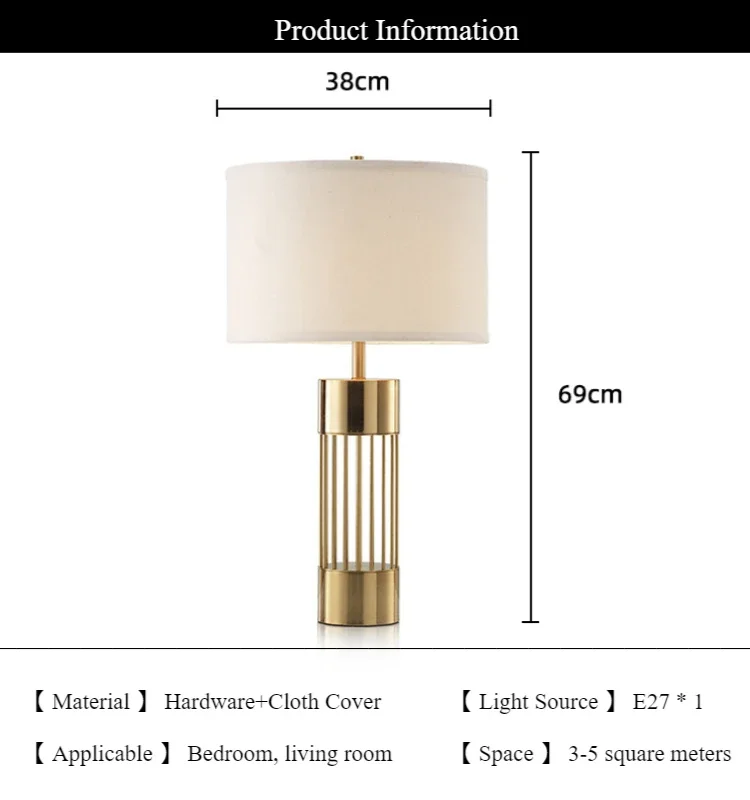 Table Lamp - SANDYHA Nordic Gold Desk Lamp