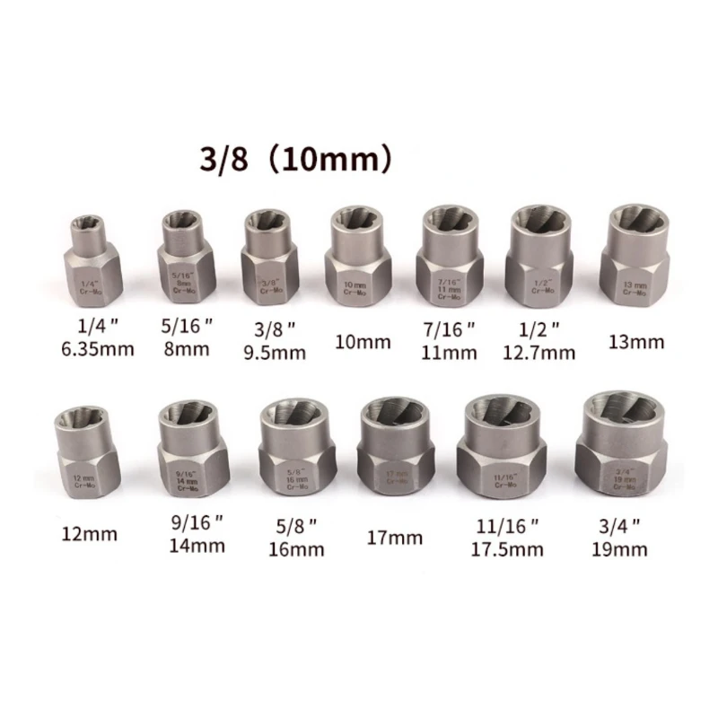 

14PCS Nut High End Extractor Anti Tooth Sleeve Sliding Tooth Sleeve Screw Damaged Nut Extractor