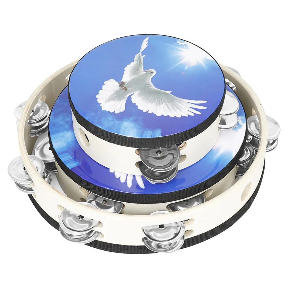 3 Pcs Tambourine Hand Drum Kids Educational Children Music Instrument Crank Musical