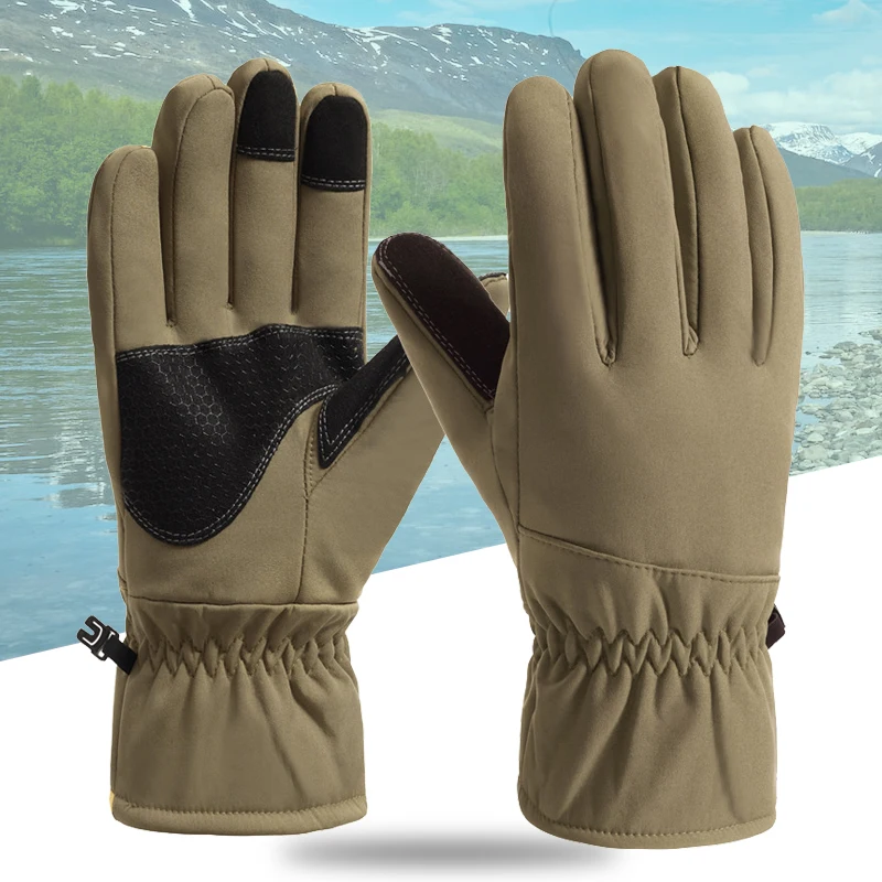 Water Repellent Touch Screen Fishing Gloves Men Winter Warm Anti-slip Camo Fisherman Gloves Skiing Camping Hiking Hunting