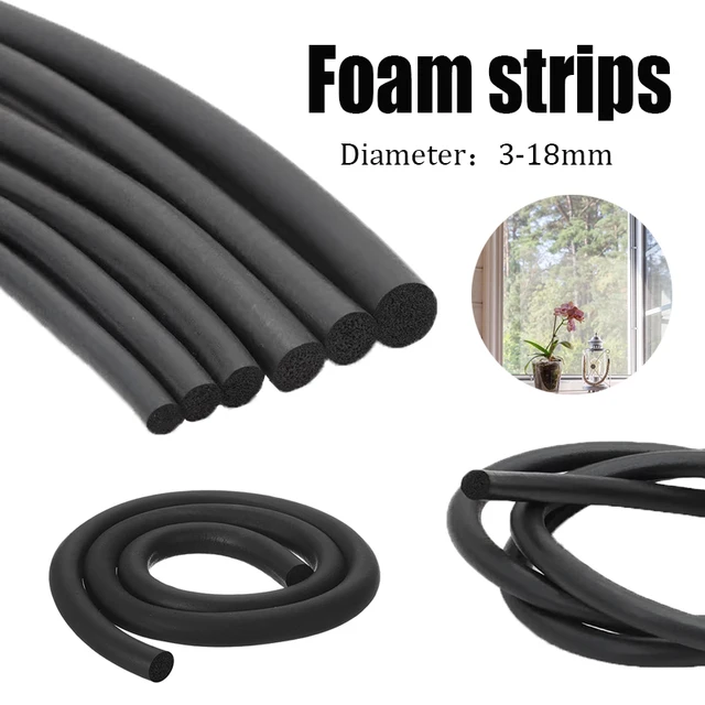 3/1M Dia 3/4/5/6/7/8/10/12/15/18mm Solids Black Sealing Strip Nitrile Rubber Round Strip ,Black EPDM Rubber Foam