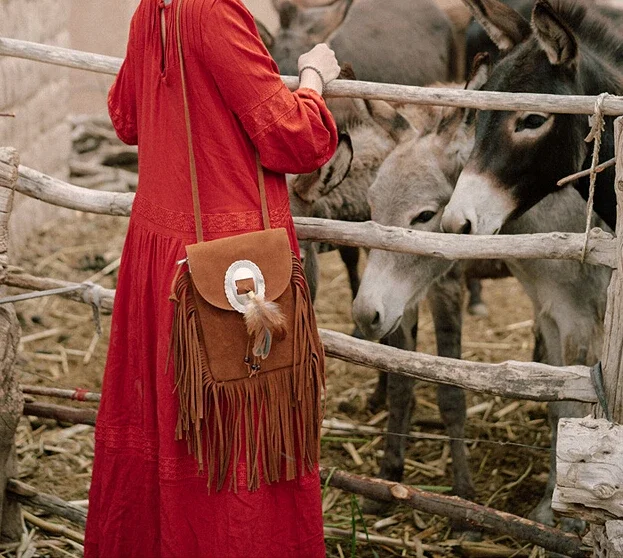 TEELYNN Boho Hippie gitane marron sac à anges pour