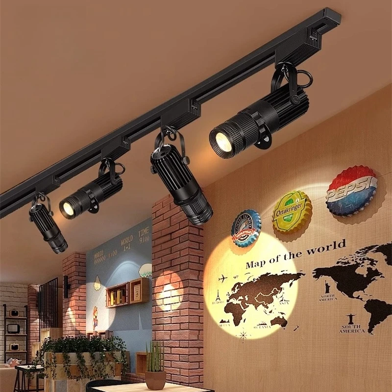 RGB Stage Zoom LED Track Lights Adjustable Focus Logo Projector Ceiling Spotlights Picture Gallery Theater Rail Lighting Fixture 6
