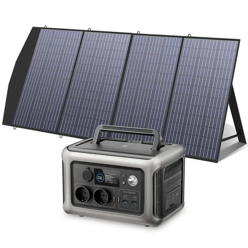 ALLPOWERS R600 Solar Generator with Solar Panel included, 600W 299Wh LiFePO4 Portable Power Station with Solar Charger for Camp