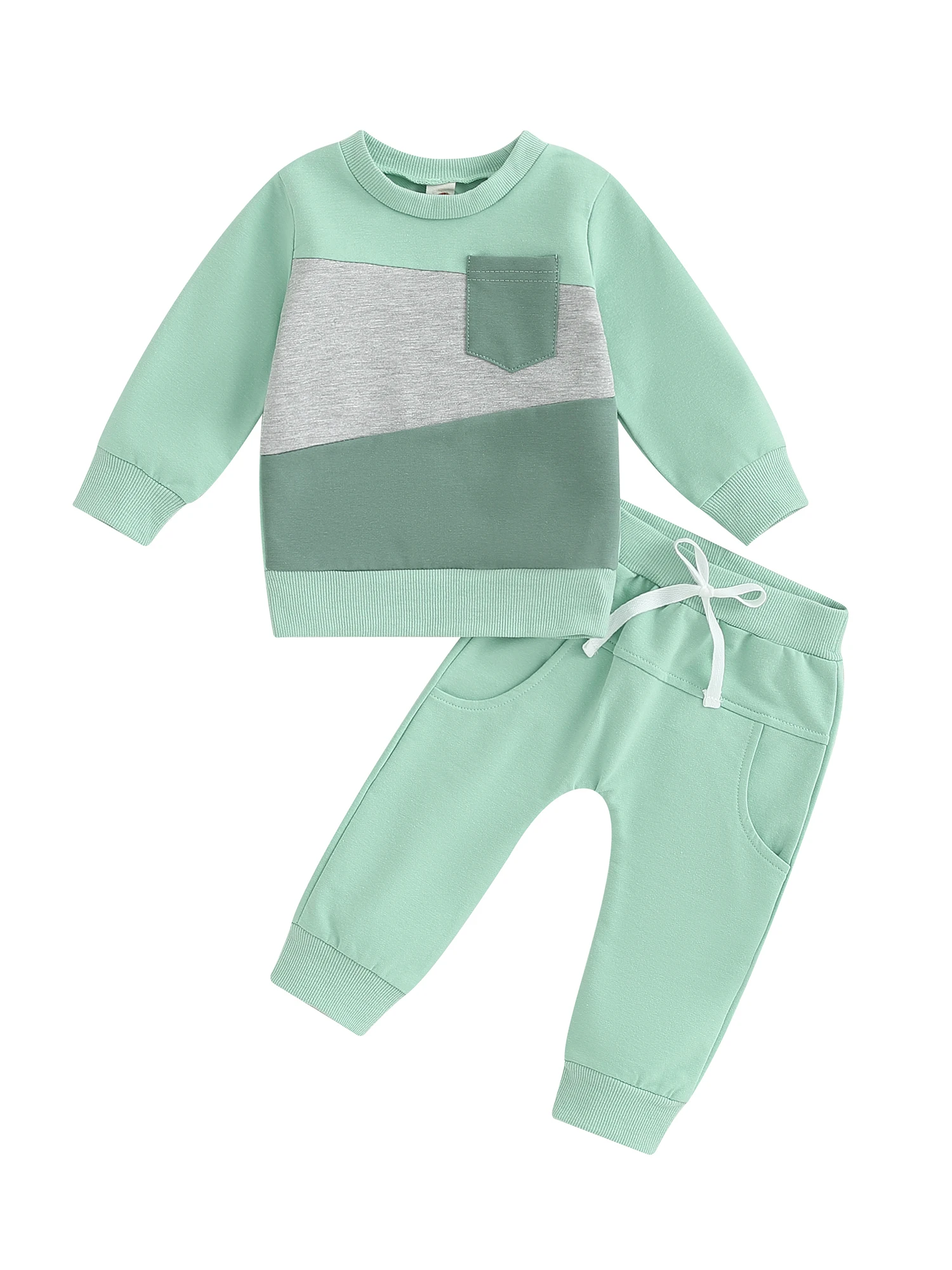 

Contrast Color Block Hoodie and Jogger Pants Set for Toddler Boys - Stylish 2-Piece Fall Outfit with Long Sleeve Sweatshirt and